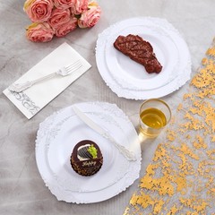 350pcs Silver Plastic Plates, Elegant Disposable Dinnerware Set, 125 Pieces, …