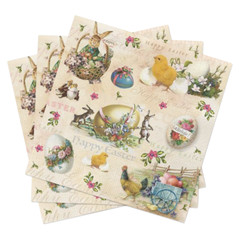 Easter Napkins VINTAGE EASTER ANIMALS 20 Lunch Napkins Decoupage Paper Vintage