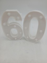 Plastic 60 Number Marquee Light Up Table Decoration White Birthday Adults Set 2