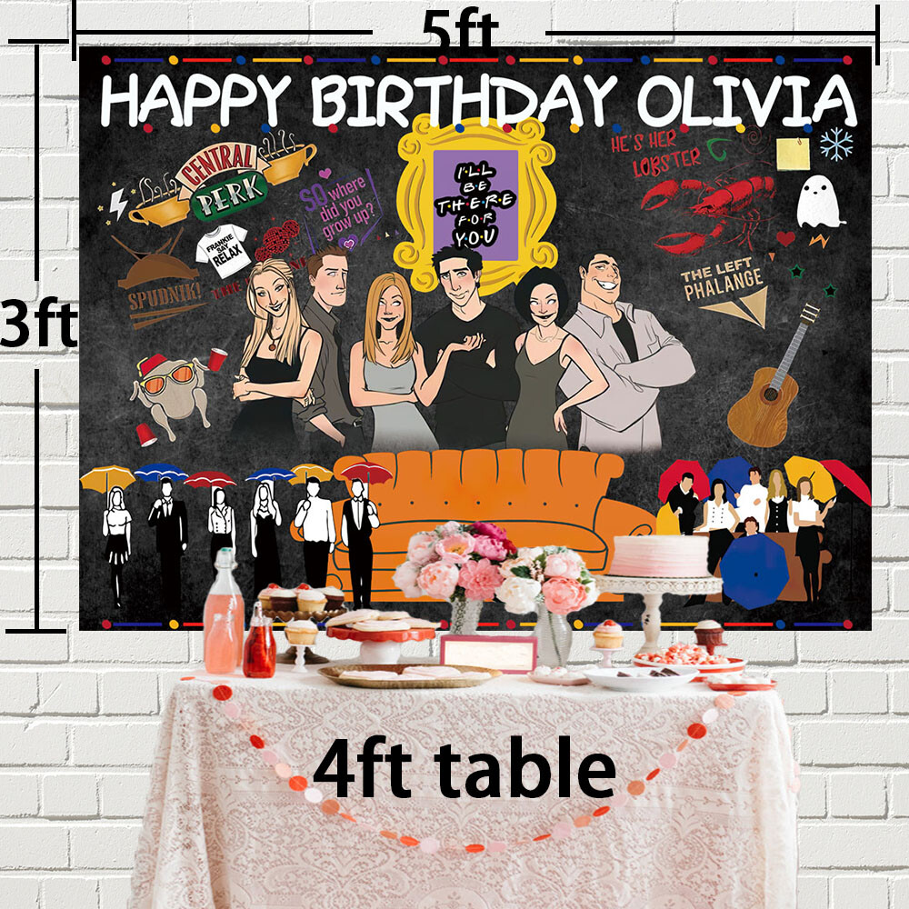 Friends TV Show Personalised Custom Birthday Banner Backdrop Party Decor Gift