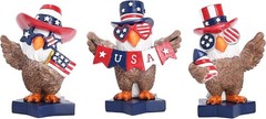 3-Piece Patriotic Eagle Statue Set – Vibrant Americana Decor for 4th of July