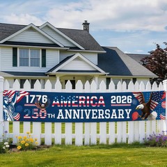250th Anniversary Banner 120″ x 20″ America 1776-2026 US 250 Years Birthday F…