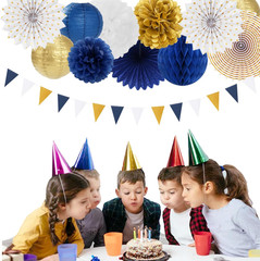 Navy-Blue White Gold Party-Decorations – 20Pcs Graduation 2026 Paper Lanterns Fa