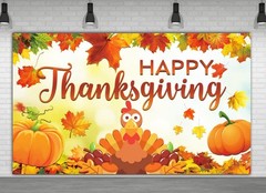 6 X 3.6ft Large Happy Thanksgiving Banner Backdrop Decoration, Autumn Fall Pu…