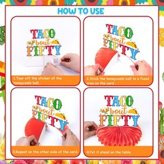 8 Pieces Taco Bout 50th Birthday Honeycomb Centerpieces, Taco Bout Fifty Birt…