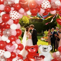 Bear & Heart Balloon Decor Set For Romantic Weddings, Birthday Parties Festivals
