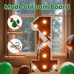Football 5th-Birthday Decorations Marquee Numbers: Sport Theme 3FT Large Light