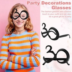 6-Pack Birthday Glasses with Rhinestones, 30th Photo Booth Props [Black]