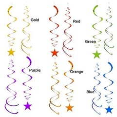 Rainbow Party Star Swirl Decorations, Rainbow Foil Ceiling Hanging Swirl Deco…