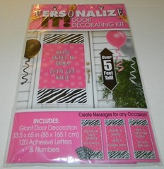 PERSONALIZE IT! DOOR DECORATING KIT* Black White Pink Zebra SWEET 16 Party NEW