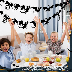 4 Pcs Black Dragon Party Banner Hanging Dragon Decor Birthday Supplies 32 Black