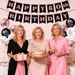 60Th Birthday Decorations for Women, 58Pcs Happy 60Th Birthday Party Supplies, L