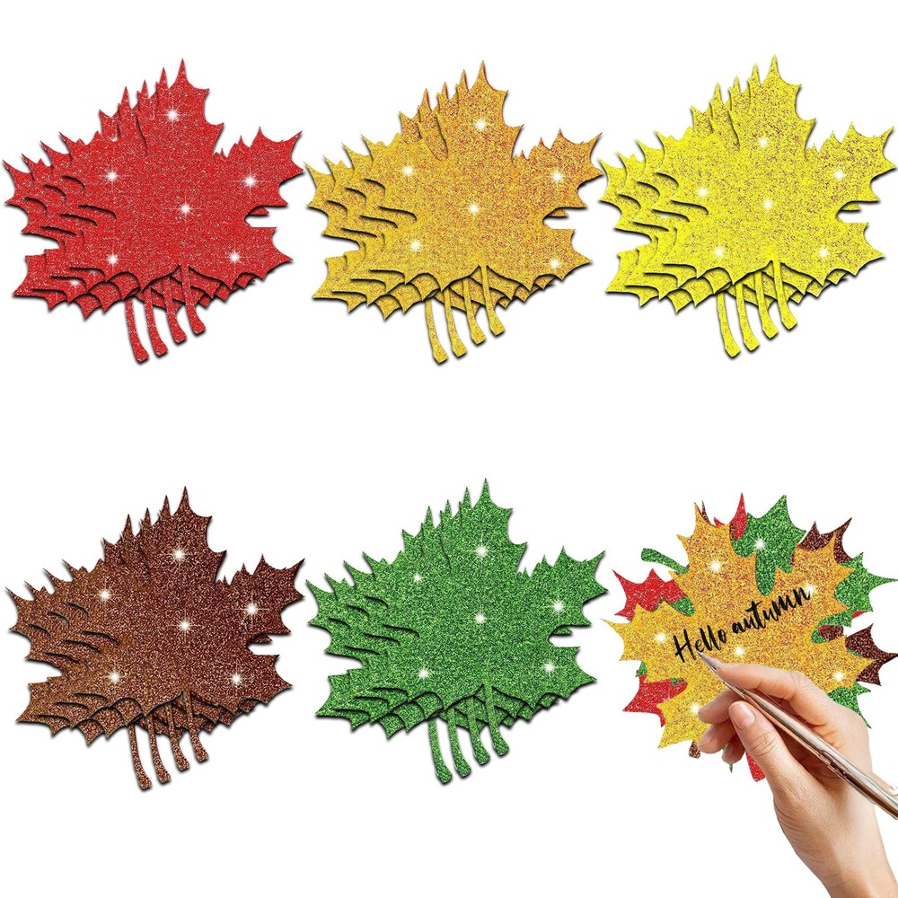 50 PCS Fall Maple Leaves Paper Cutouts Autumn Leaf Bulletin Board Decor