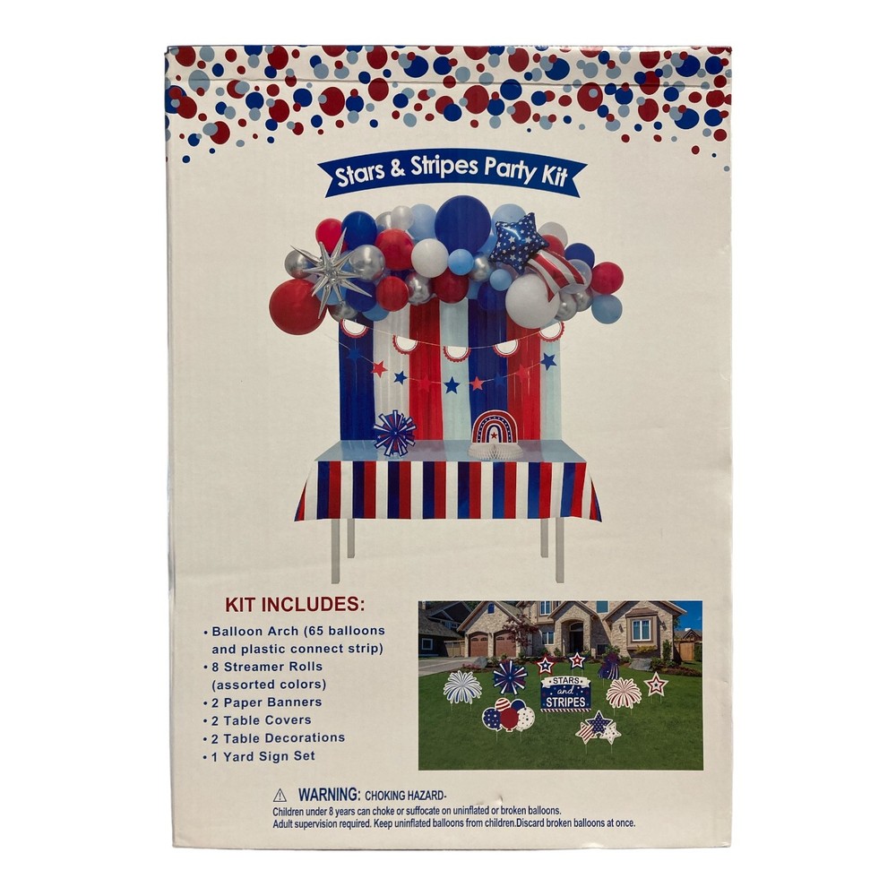 Stars and Stripes Patriotic Party Decorating Kit, 80 Piece, Red/White/Blue