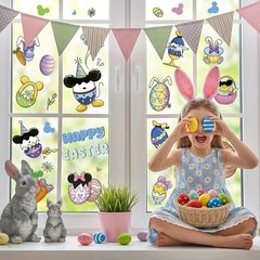 Easter Window Clings for Glass Decorations – 60 Pcs Double-Sided Happy Easter St