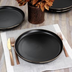 Elama Paul 6 Piece Stoneware Dinner Plate Set in 6 Set, Matte Black