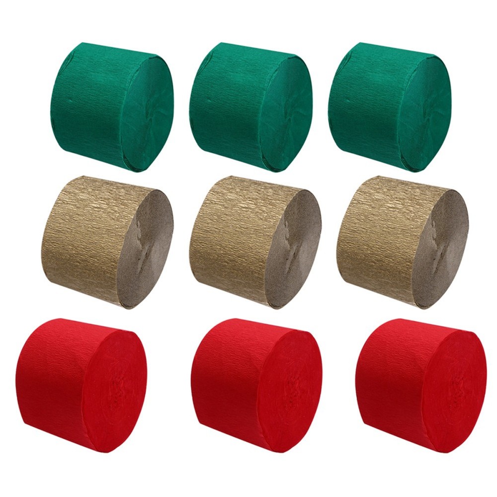 9Pcs Decorative Crepe Paper Rolls Assorted Colors Party Streamers for Decoration
