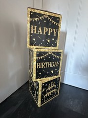70th Birthday Decorative Boxes Stackable Cubes Black And Gold