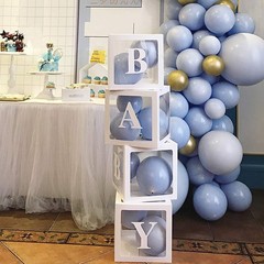 Baby Shower Boxes Party Decorations – 4 pcs Transparent Balloons Boxes Décor …