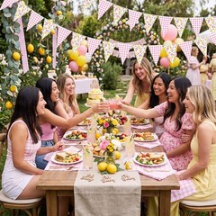 5 Pcs 49 ft Lemon Gingham Banner Pink Yellow Lemonade Checkered Party Decorat…