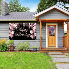 Rose Black Happy Birthday Banner Backdrop Large Yard Sign Background It’S My Bir