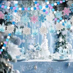 Fanfanwin 5 Pieces Snowflake Happy Decoration For Birthday, Christmas.