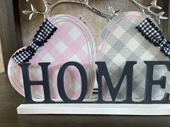 Love & Home Table Décor – Buffalo Check Reversible Hearts – Hand Crafted