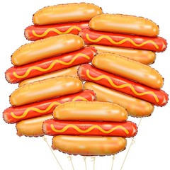 6PCS Large Hot Dog Shape Balloons Hot Dog Helium Foil Balloons Picnic Snacks BBQ