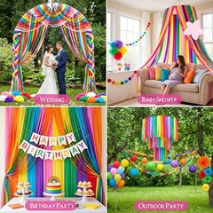 160 Rolls Crepe Paper Streamers Rainbow Party Decor Birthday Wedding Crafts Kit