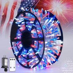 Memory & Timer Function – Red White Blue Memorial Day Lights