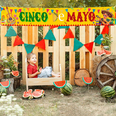 Cinco De Mayo Banner, Large 5 De Mayo Decorations Banner, Mexican Fiesta Cinco D