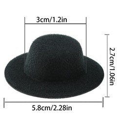 Handmade Small Wide Brim Doll Fedoras: 10pcs Felt Panama Hats with Flat Tops