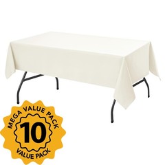 10-Pack Ivory Tablecloths for Rectangle Tables, 60 x 102 Inches, Stain-Resist…