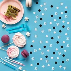 200 PCS Number 10 Confetti 10th Birthday Black Silver Dots Table Scatter