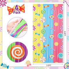4 Packs Candyland Party Decorations 3.3 X 6.6 Ft Candy Foil Fringe Curtain Dark