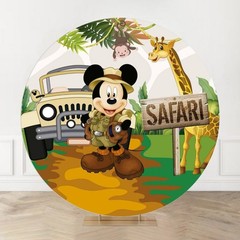 Safari Mickey Mouse Birthday Round Backdrop Cover Party Photo Background Decor