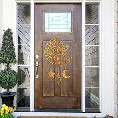 Versatile Wooden Eid Decor – 2-Piece Hanging Moon Stars for Home or Parties
