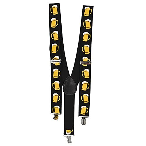 Beer Mug Suspenders (adjustable) Party One size fits most Black/Yellow/White
