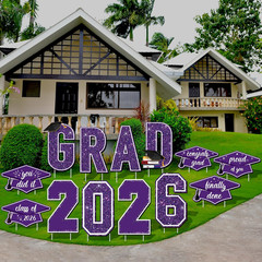 Waterproof 2026 Grad Yard Signs Plastic Graduation Yard Signs Party Outdoor Lawn