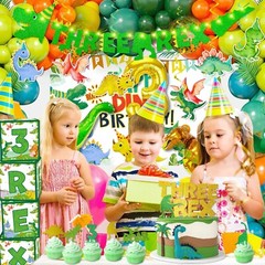 147pcs Three Rex Birthday Decorations,Dinosaur Party Decorations for 3 Years Old