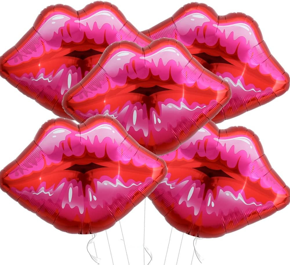 Pack of 5 Large Pink Huge Red Lips Balloons for Makeup Themed Party Anniversary