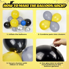 129pcs Blue and Yellow Balloon Arch Kit with Blue Gray Silver Black and Yello…