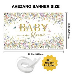 Avezano Baby in Bloom Backdrop Wildflower Baby Shower Party Decorations Water…