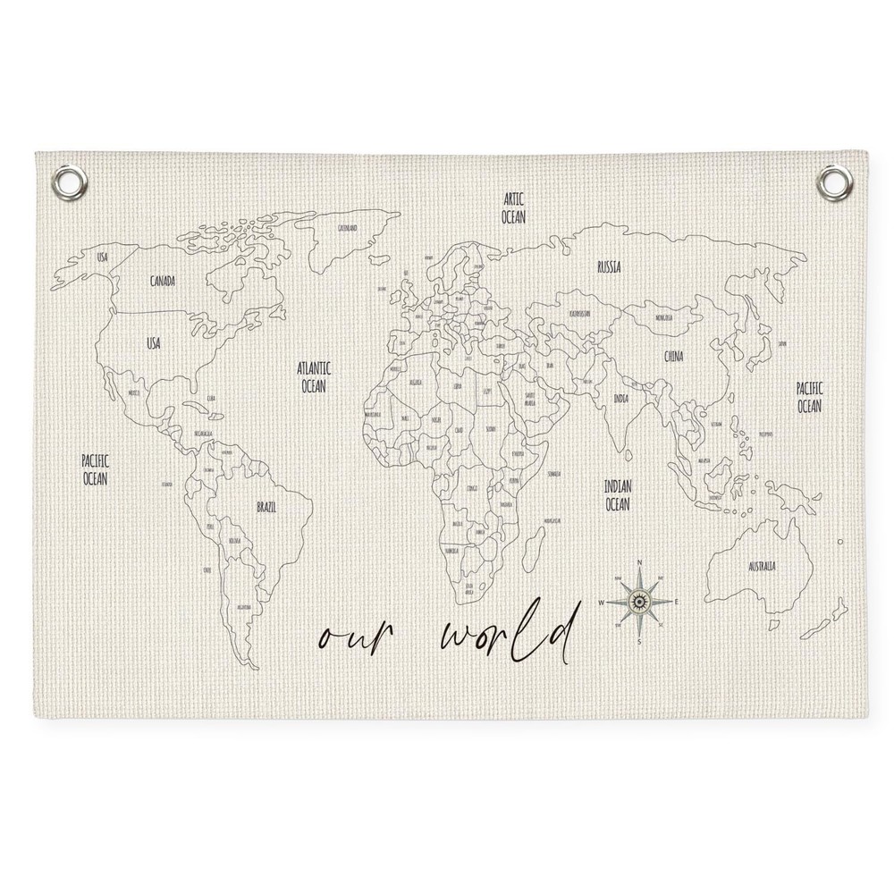 World Map for Kids Canvas Banner – World Maps for Wall, Kids Room Wall Decor,…