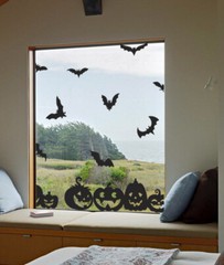 Halloween window stickers, pumpkin decorations, spooky bats, decals