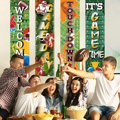 4 Pack Football Field Backdrop Banner Decorations with Welcome 47.24″ x