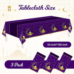 3 Pack Ramadan Table Cloth,Ramadan Decorations for Home,54″ X 108″ Eid