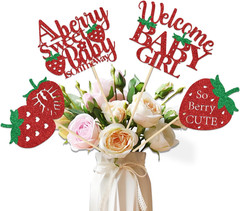 12 Pcs Strawberry Baby Shower Decorations a Berry Sweet Baby Is on the Way
