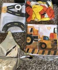 Construction Birthday Party 3rd – 3 Years Backdrop, Tablecloth, Etc