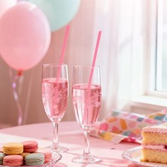 50pcs Pink Heart Shaped Straws Cute Plastic Drinking Heart Straws Disposable for